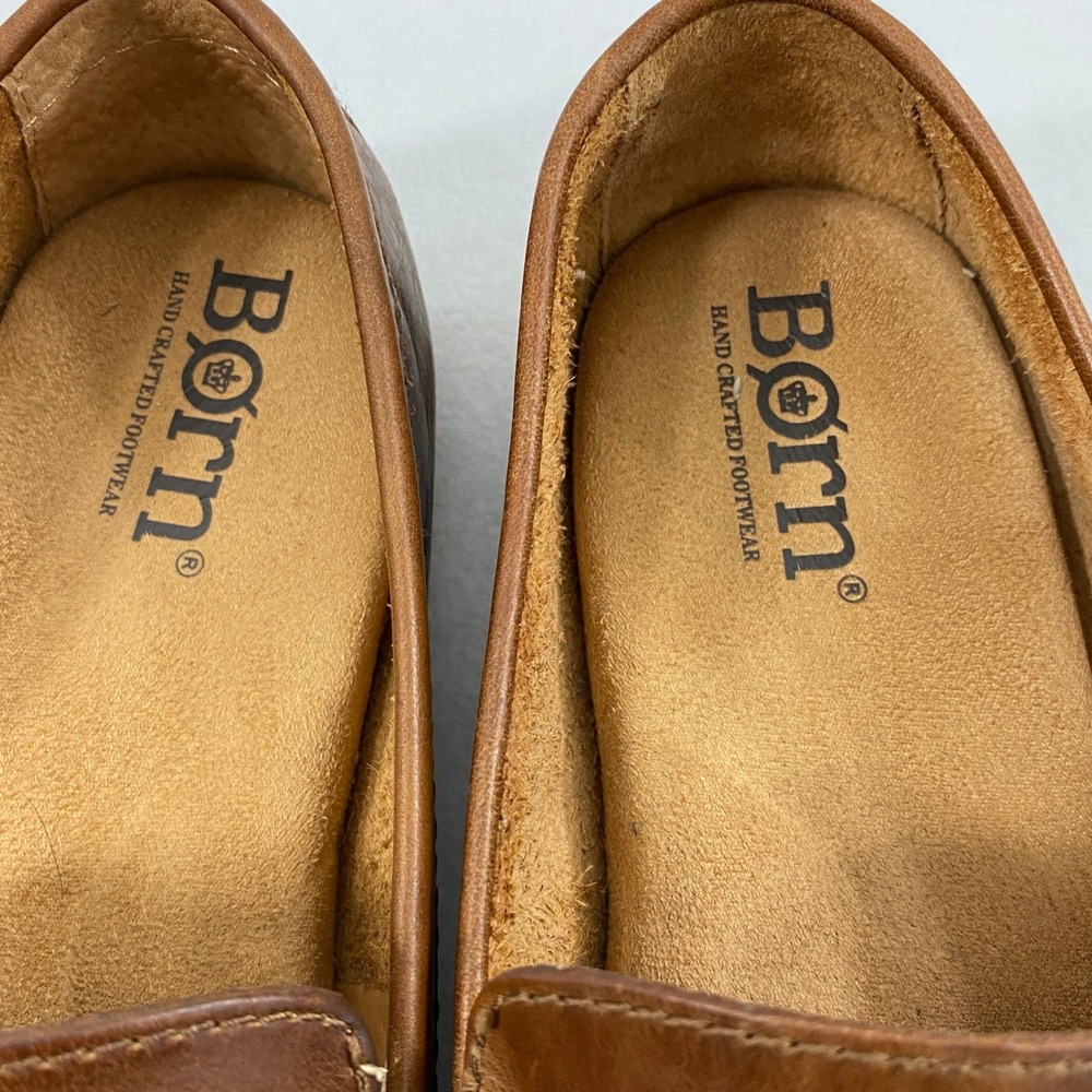Born Brown Leather Slip‎ On Shoes Mens Size 10.5M Driving Moc Loafers - Picture 7 of 12